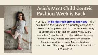 Asia’s Most Child Centric Fashion Week is Back