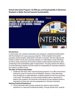 Virtual Internship Program_ Its Efficacy and Employability to Business Students in Better Normal towards Sustainability