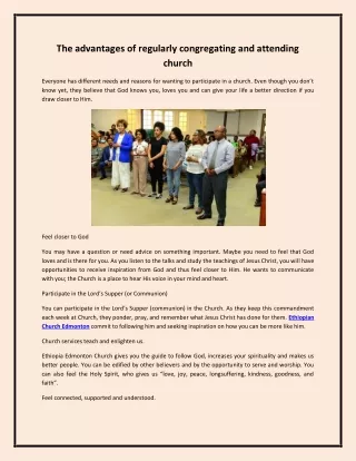 the advantages of regularly congregating