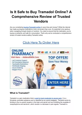 Is It Safe to Buy Tramadol Online