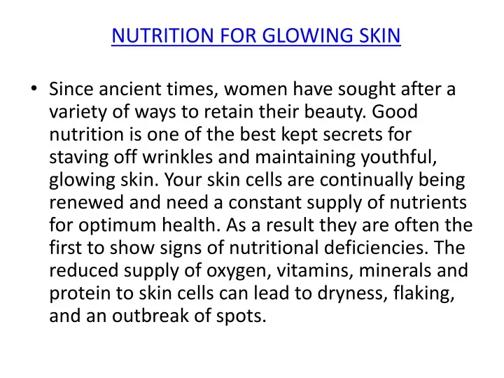 nutrition for glowing skin