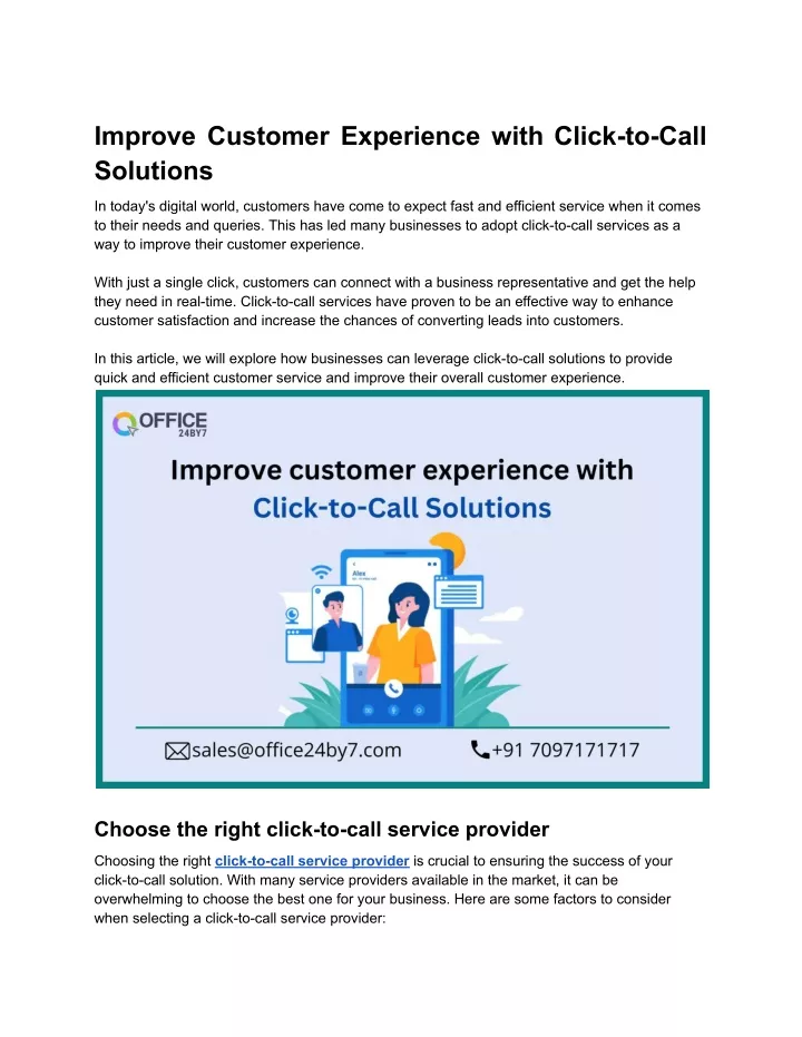 improve customer experience with click to call