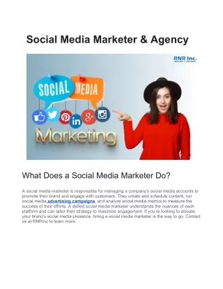 Social Media Marketer & Agency -  RNRInc