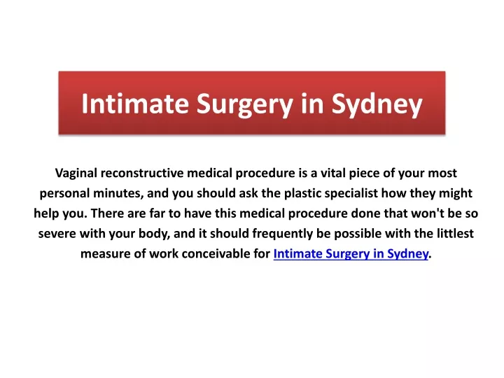 intimate surgery in sydney