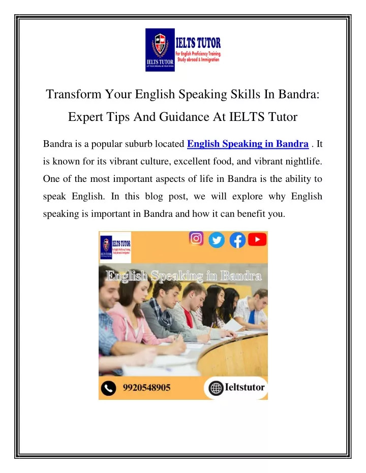 transform your english speaking skills in bandra