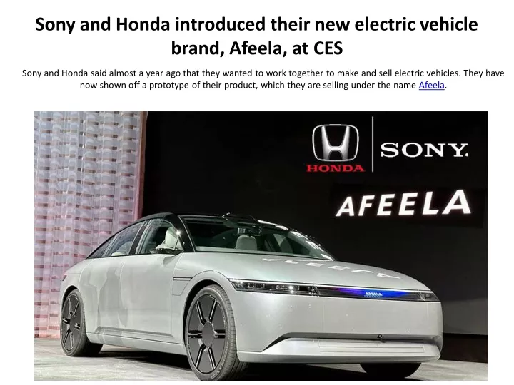 sony and honda introduced their new electric