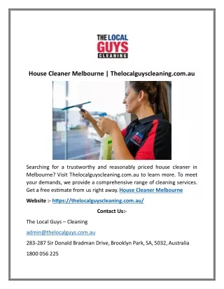 House Cleaner Melbourne | Thelocalguyscleaning.com.au