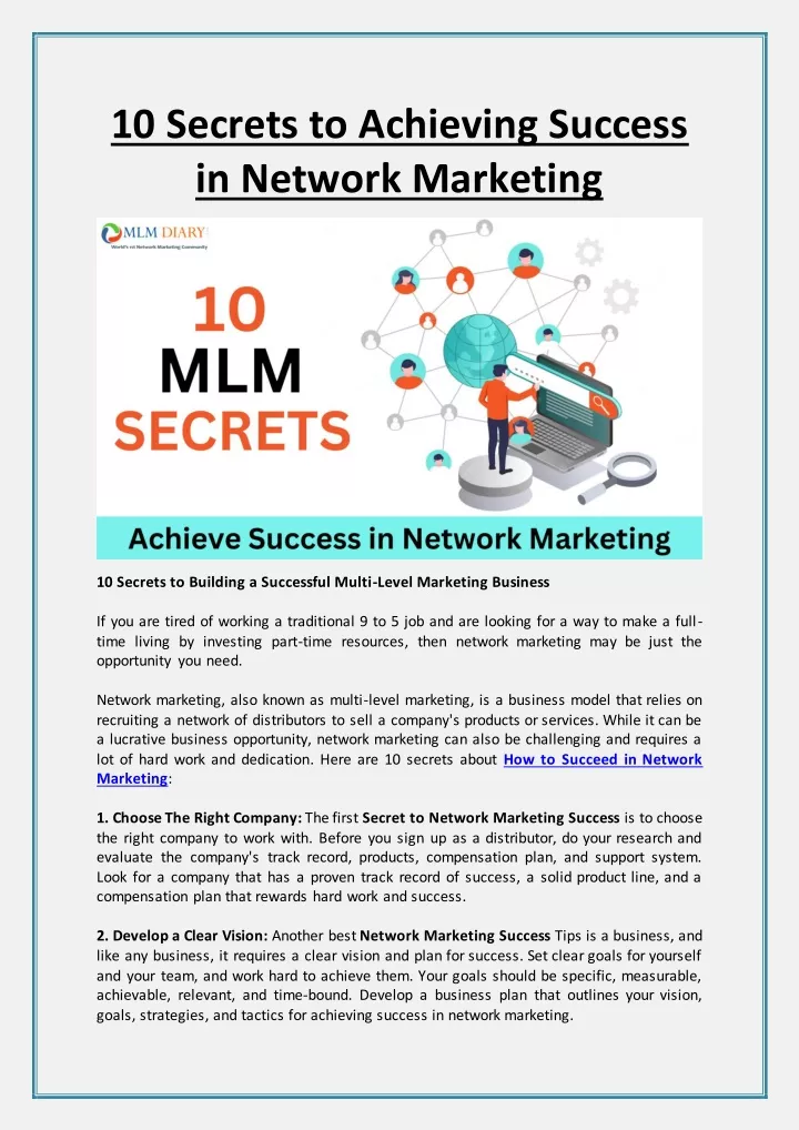 10 secrets to achieving success in network
