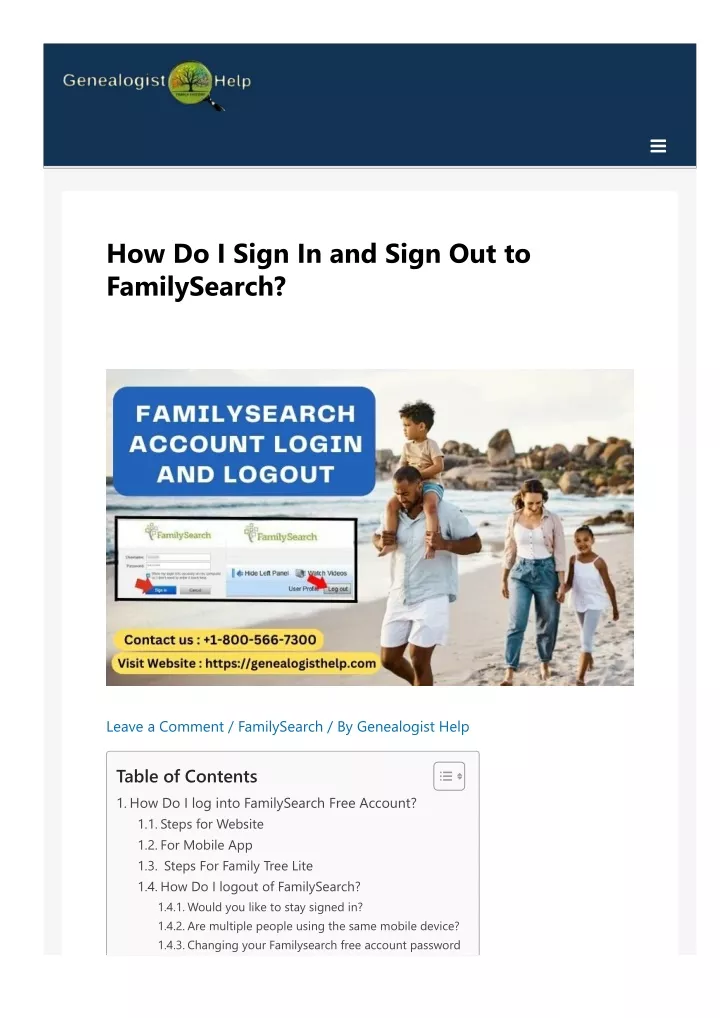 how do i sign in and sign out to familysearch