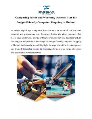 Comparing Prices and Warranty Options Tips for Budget-Friendly Computer Shopping in Mulund