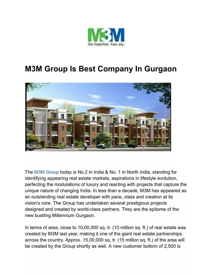 m3m group is best company in gurgaon