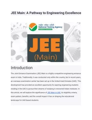 JEE Main: A Pathway to Engineering Excellence