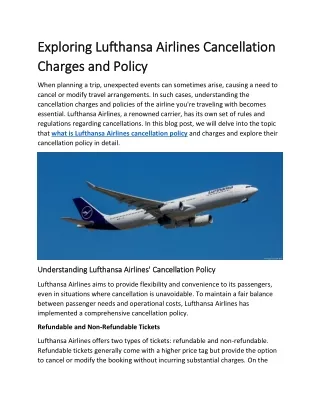 Exploring Lufthansa Airlines Cancellation Charges and Policy