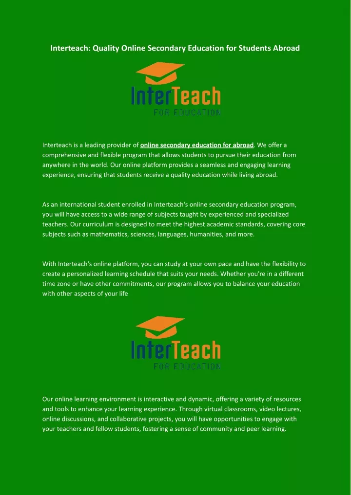 interteach quality online secondary education