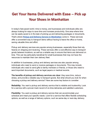 Get Your Items Delivered with Ease – Pick up Your Shoes in Manhattan
