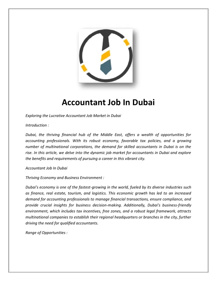 accountant job in dubai