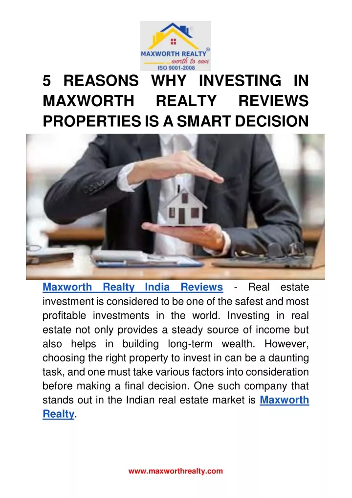 5 reasons why investing in maxworth realty