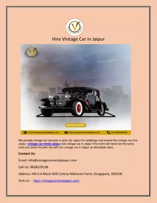 Hire Vintage Car in Jaipur