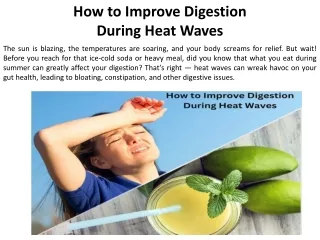 Guidelines to Enhance Digestive Health During Heat Waves
