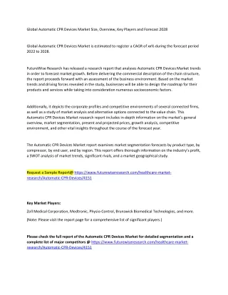 global automatic cpr devices market size overview