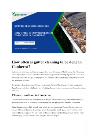 How often is gutter cleaning to be done in Canberra