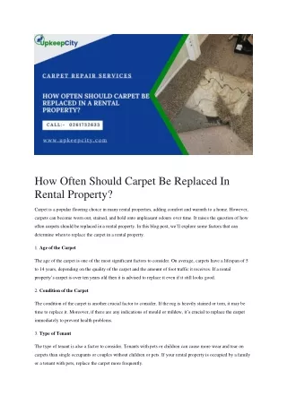 How Often Should Carpet Be Replaced In Rental Property