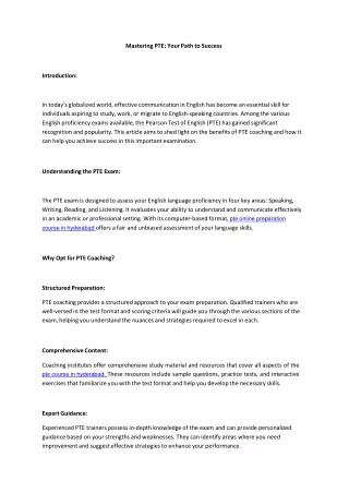 mastering pte your path to success
