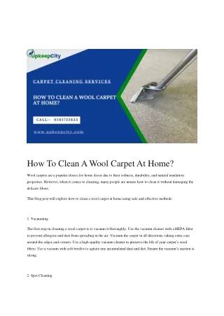 How To Clean A Wool Carpet At Home
