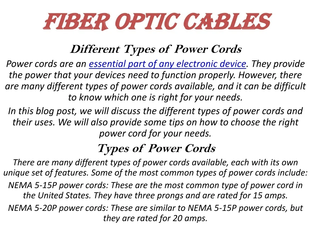 PPT - fiber optic cables PowerPoint Presentation, free download - ID ...