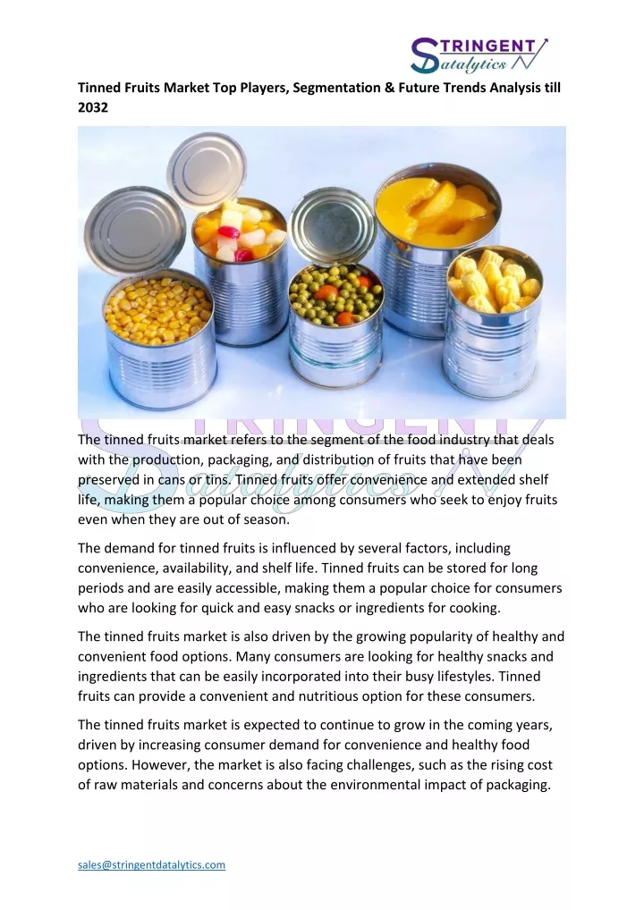 tinned fruits market top players segmentation