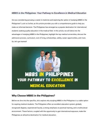 MBBS in the Philippines_ Your Pathway to Excellence in Medical Education