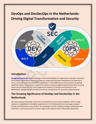 DevOps and DevSecOps in the Netherlands: Driving Digital Transformation and Secu
