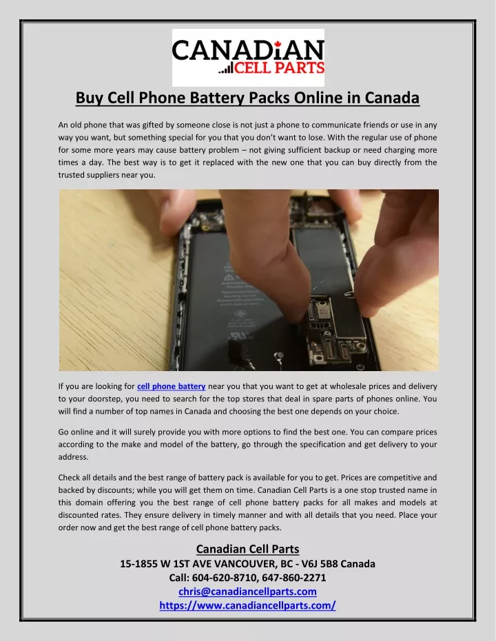 buy cell phone battery packs online in canada