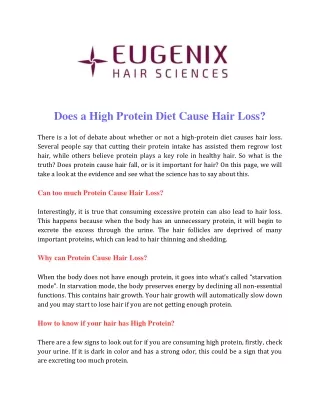 Does a High Protein Diet Cause Hair Loss
