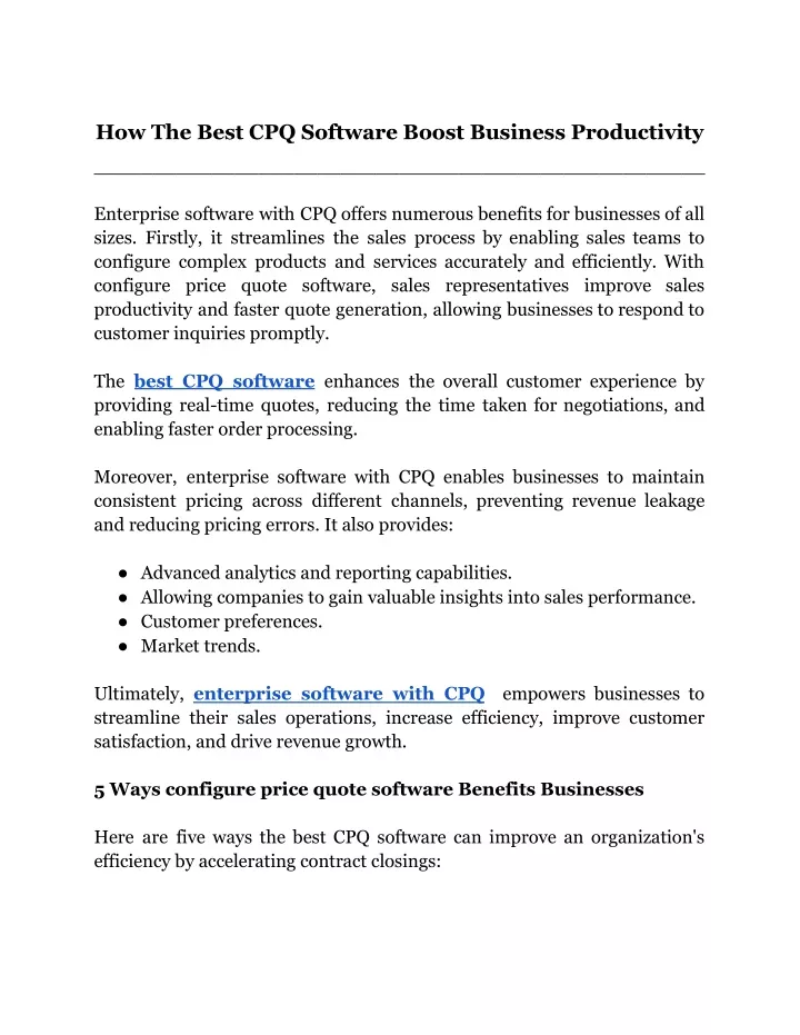 how the best cpq software boost business