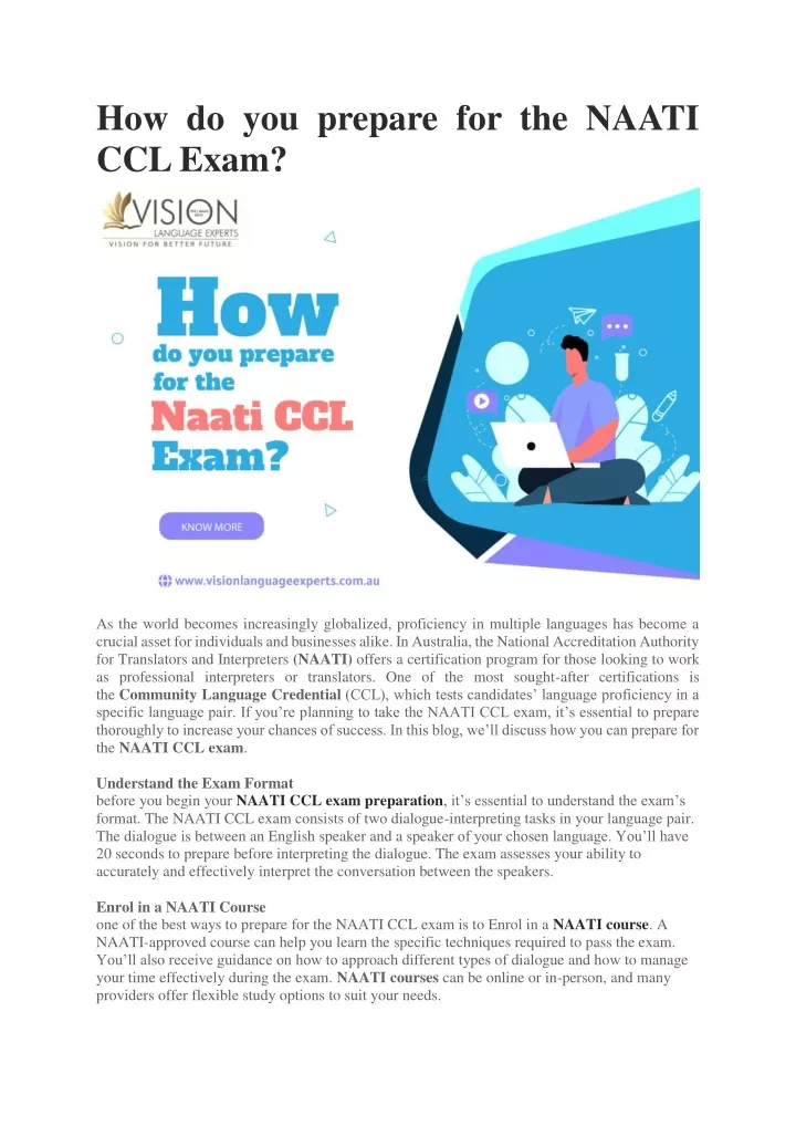 how do you prepare for the naati ccl exam