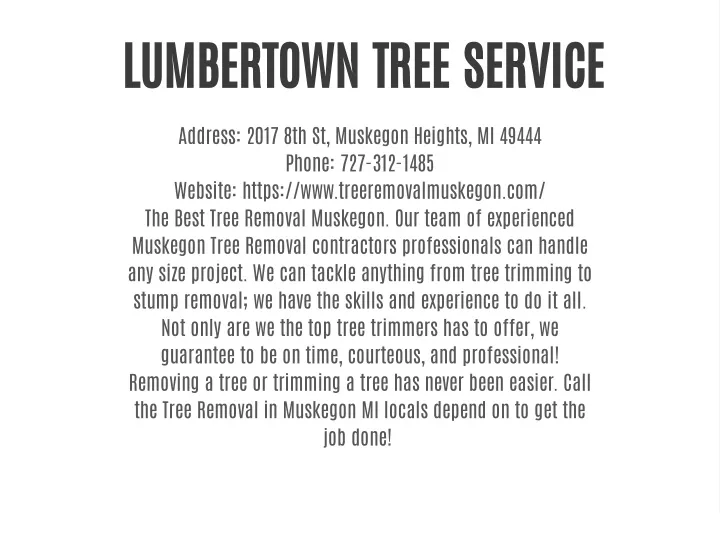 lumbertown tree service