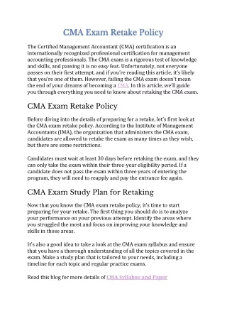 CMA Exam Retake Policy