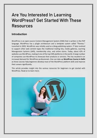Are You Interested In Learning WordPress Get Started With These Resources