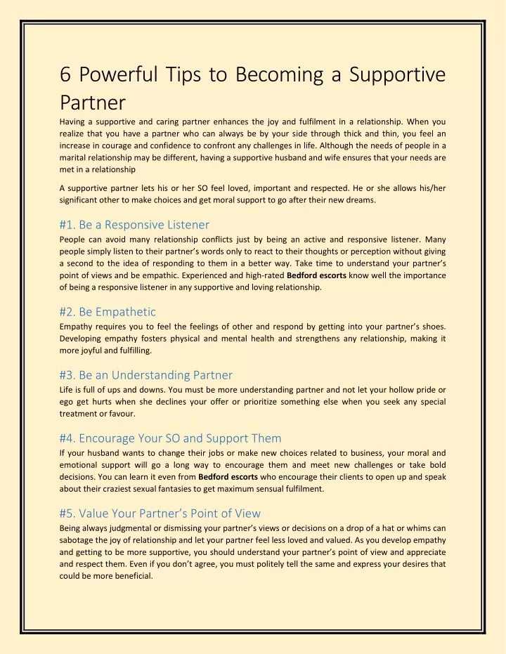 6 powerful tips to becoming a supportive partner