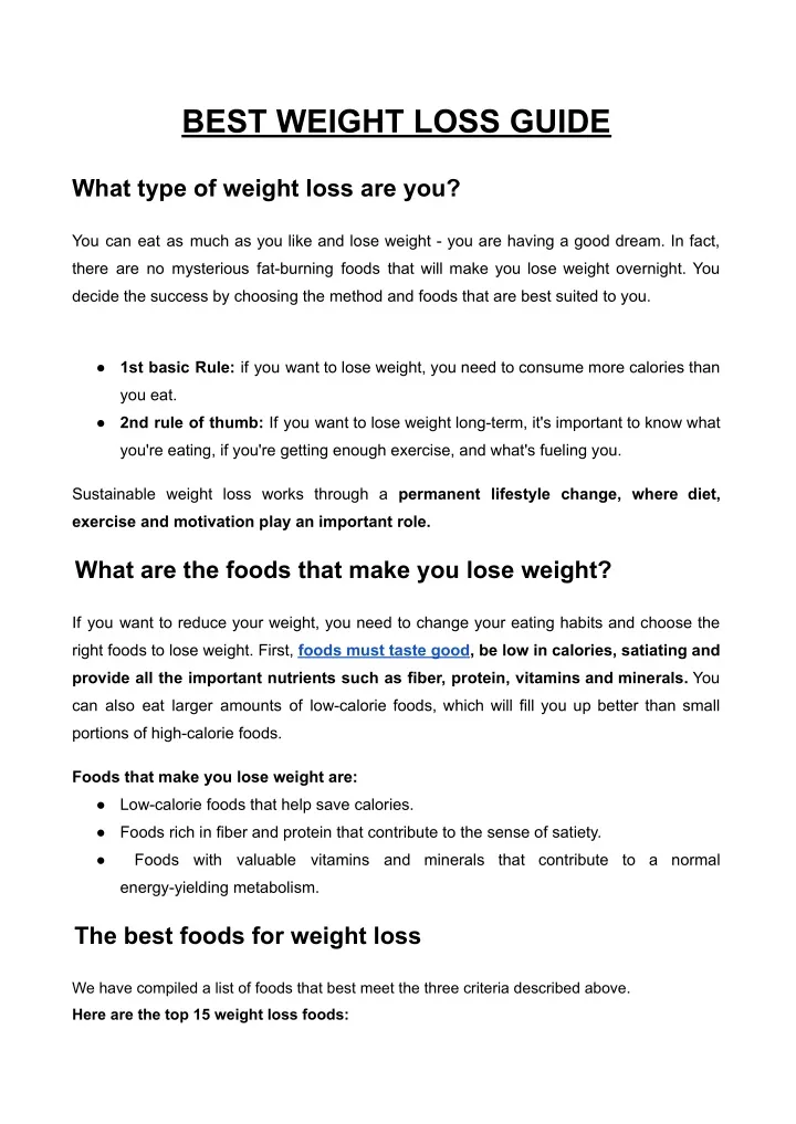 best weight loss guide