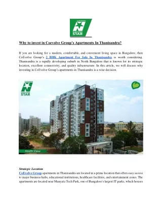 Why to invest in Coevolve Group’s Apartments In Thanisandra_