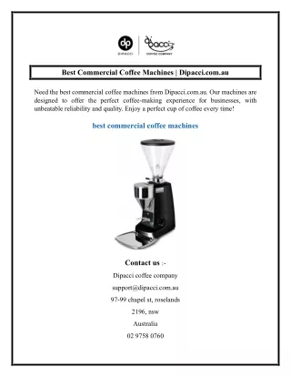 Best Commercial Coffee Machines  Dipacci.com.au