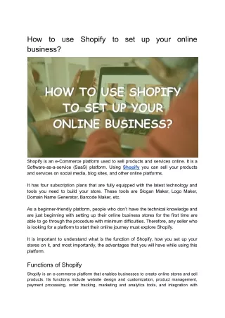 How to use Shopify to set up your online business?