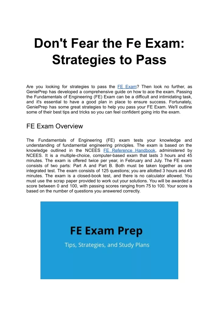 don t fear the fe exam strategies to pass