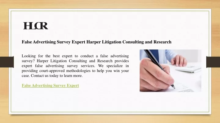 false advertising survey expert harper litigation