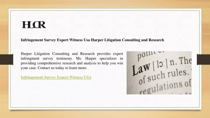 infringement survey expert witness usa harper