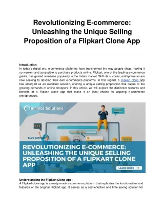revolutionizing e commerce unleashing the unique selling proposition of a flipkart clone app