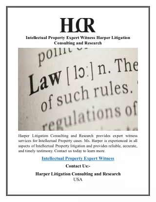 intellectual property expert witness harper