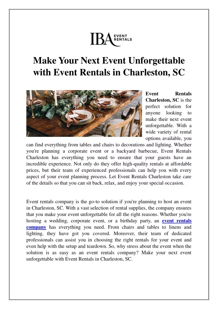 make your next event unforgettable with event